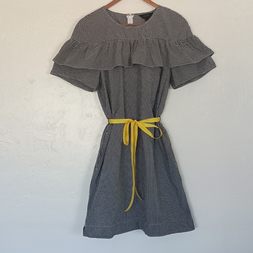 J. Crew 100% Cotton Gingham Dress Short Sleeve Ruffle